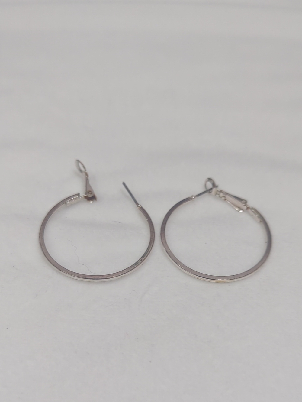 Silver Tone Classic Hoop Earrings - Women Jewelry